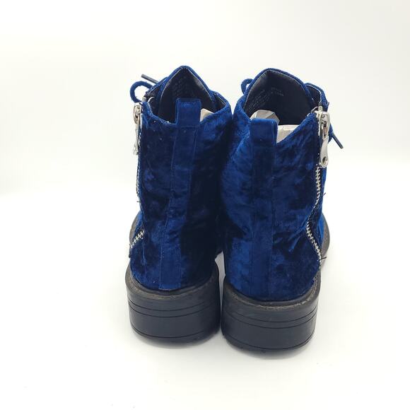 Steve Madden Revive blue crushed velvet boots ankle women's size 8 - Picture 6 of 9
